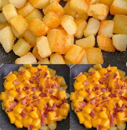 Batata frita com queijo e bacon