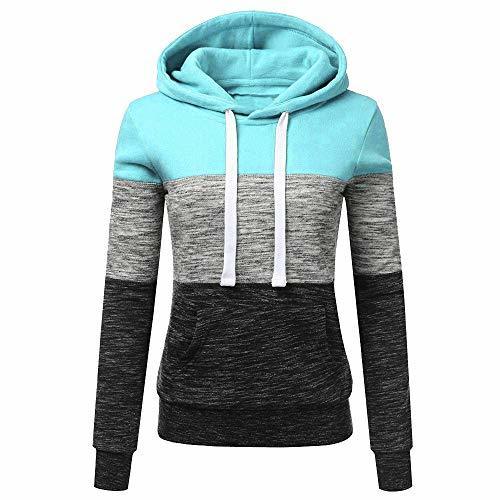 Reooly Sudadera con Capucha y Panel de Manga Larga para Mujer Sudadera