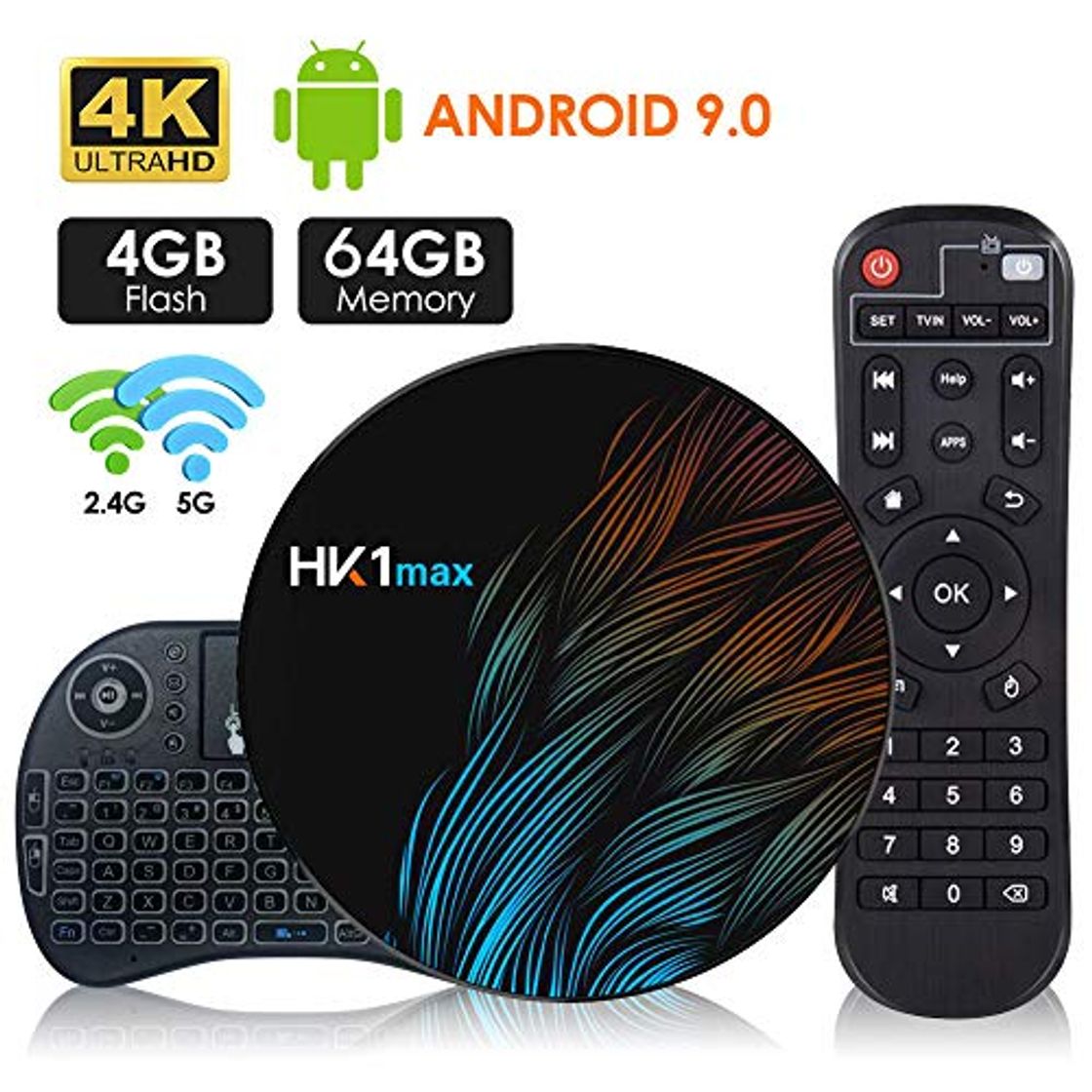 Producto Android 9.0 TV Box【4G+64G】con Mini Teclado inalámbirco RK3328 Quad-Core 64bit Wi-Fi-Dual 5G/2.4G