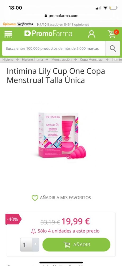 Producto Copa menstrual