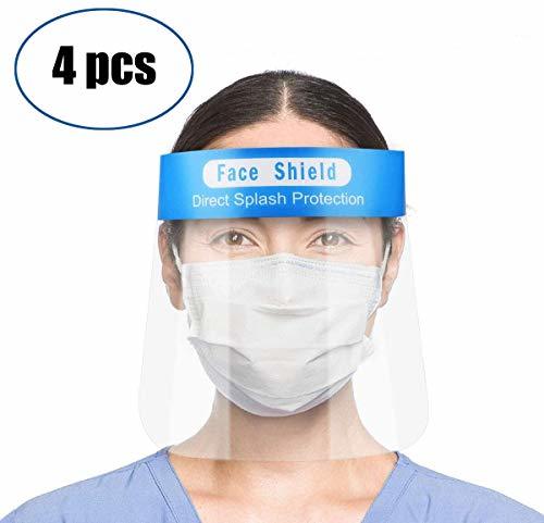 Social Enjoyee -4 Viseras Protectoras para la Cara, plástico Ligero, Ajustable, Transparente, para