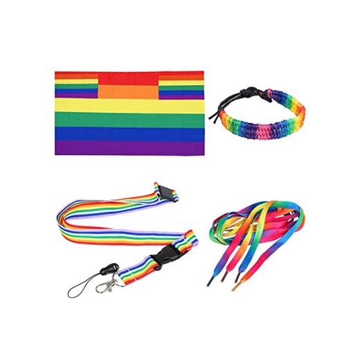 TRIXES 4PC Accesorios Arcoíris para el Día del Orgullo Gay Conjunto Multicolor
