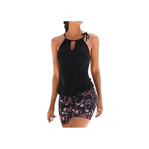 Logobeing Ropa de Mujer Vestidos Falda Chaleco Vestido Mini Playa Sin Mangas