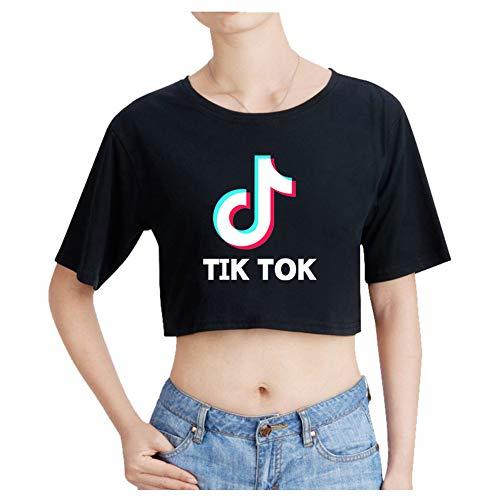 Social TIK Tok Crop Top Mujer Verano Camiseta Manga Corta Basica T Shirt