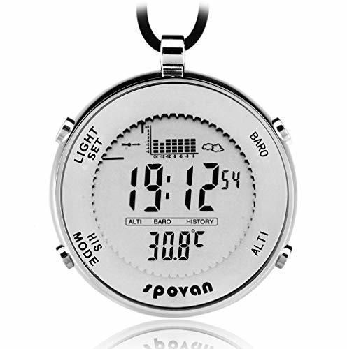 SPOVAN Men's Sports Reloj de Bolsillo Fishing Remind EL Backlight Altimeter Barometer