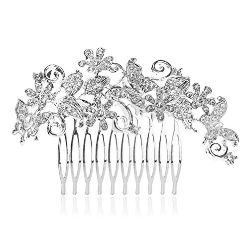 Place YAZILIND Joyería Mariposa Flor Hoja Rhinestone Crystal Plated Trend Pin Nupcial Peine