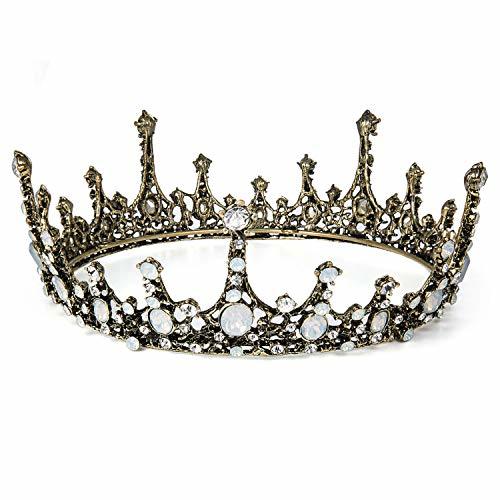 Social Czemo Tiara de Novia para Mujer Corona Barroca Cabello Joyería Rhinestone Diadema