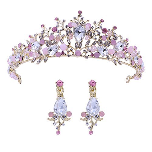 Social Frcolor Tiara de la boda y corona flor de diamantes de imitación
