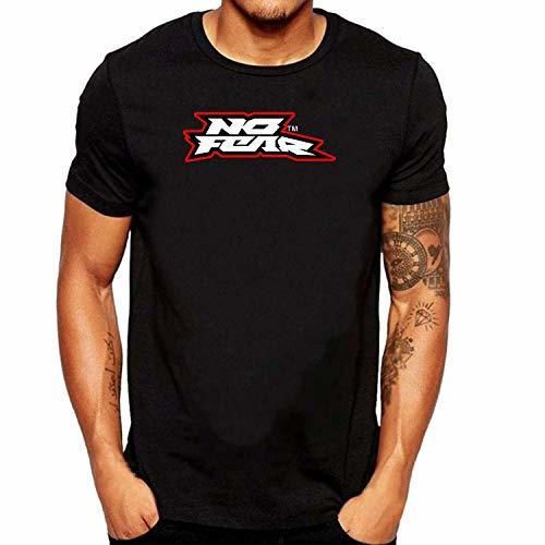 SEVENSIQI No Fear Logo Hombre Short Sleeve Neck Camiseta/T Shirt Black