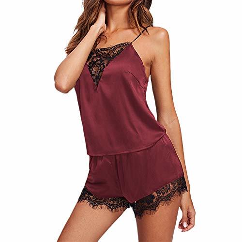 Product Proumy Camisola con Calzoncillos Pijama Mujer Verano Vestido de Dormir Seda de