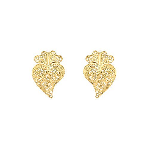 Products Pendientes de mujer «Corazón de Viana» de filigrana portuguesa en Plata de