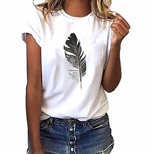 Fashion Camiseta de Mujer Manga Corta Corazón Impresión Blusa Camisa Cuello Redondo Basica