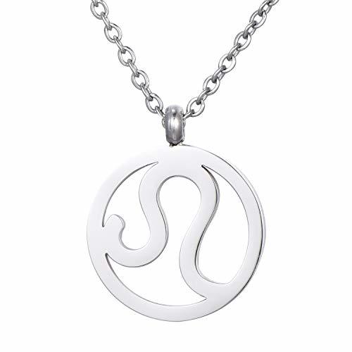 Lugar Morella Collar Acero Inoxidable Plata con Colgante Signo del Zodiaco Leo en