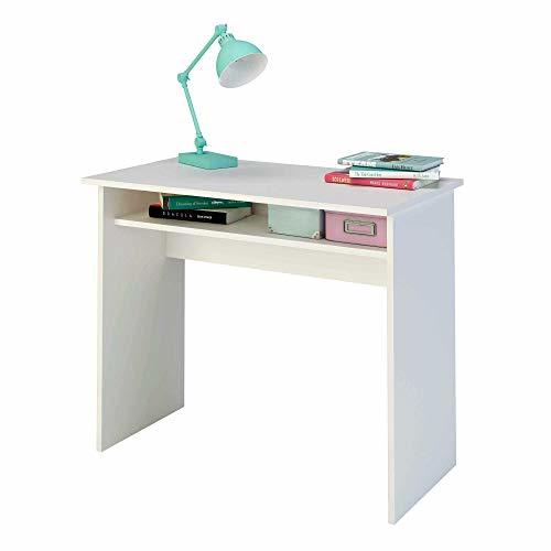 Social Escritorio de melamina de 90 cm de ancho con balda fija