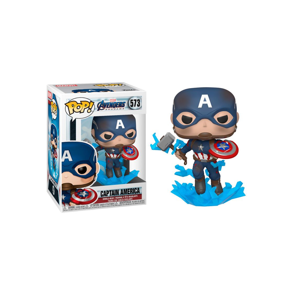 Social Funko- Pop Marvel: Endgame-Captain America w/BrokenShield & Mjolnir Capt A w/BrokenShield&Mjolnir Collectible