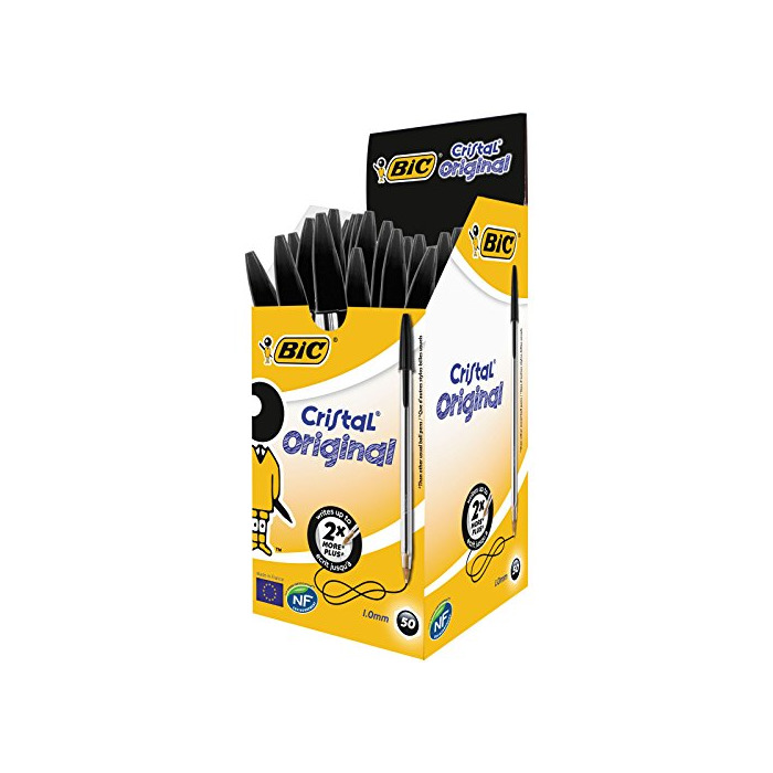 Product BIC Cristal Original - Caja de 50 unidades, bolígrafos punta media