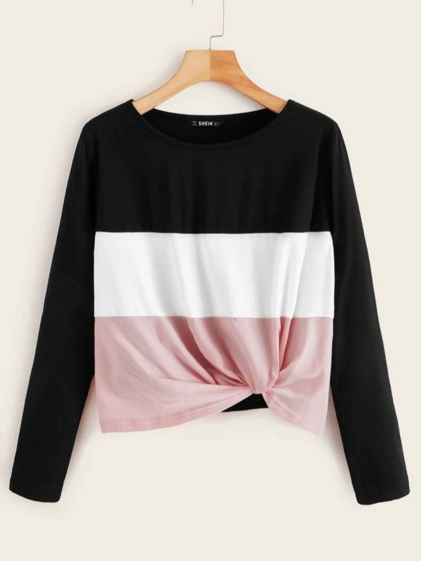 Moda Blusa Tricolor 