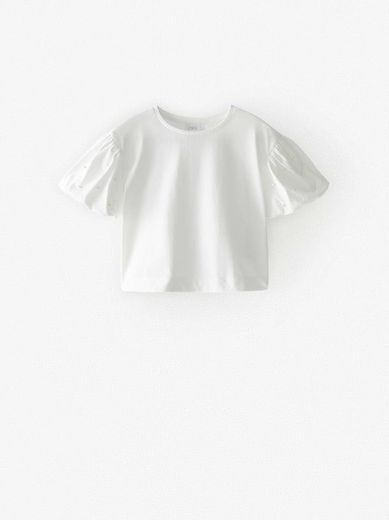 Zara T-shirt com volume e pérolas