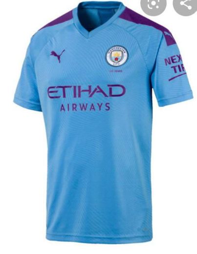 Puma Kid's MCFC HOME Shirt Replica SS Jr with Sponsor Logo Jersey