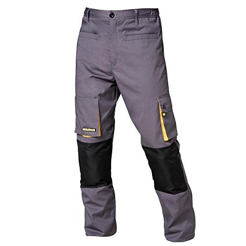 Moda Wolfpack 15017090 Pantalon de Trabajo Gris/Amarillo Largo Talla 42/44 M