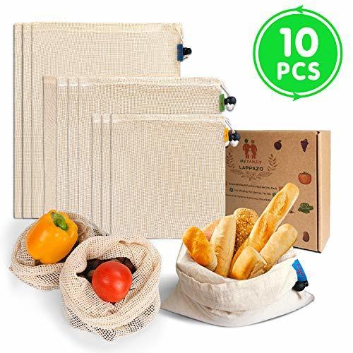Social LAPPAZO Bolsas Reutilizables de Compra para Frutas Verduras Juguete y Granos, Bolsas