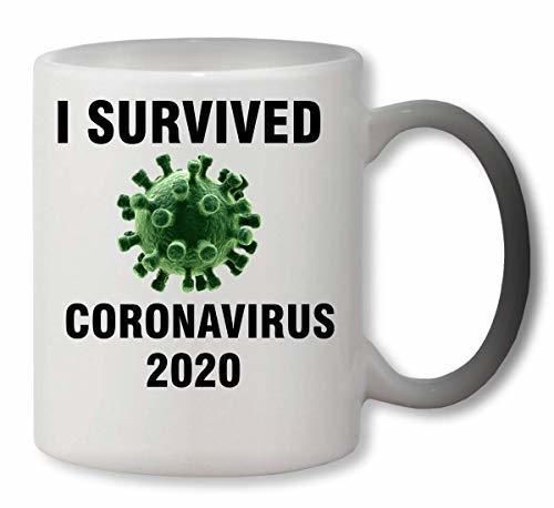 KRISSY I Survived Corona Virus Heat Colour Changing Mug Cup Café Vaso