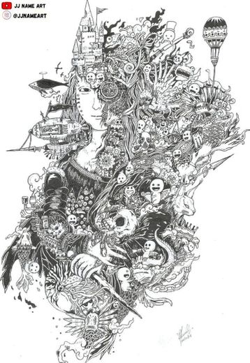 Monalisa Doodle Art - JJ Name Art
