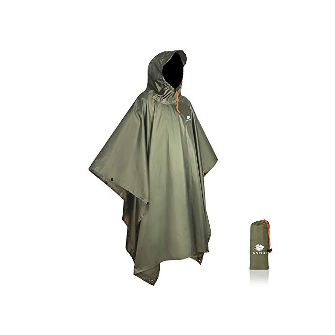 Social Anyoo Poncho de Lluvia Reusable de Ripstop transpirante Ligero a Prueba de Agua Multiuso Impermeable con Capucha de Lona de Tienda de Campaña Ideal para el Aire Libre Campamento Excursionismo y Pesca