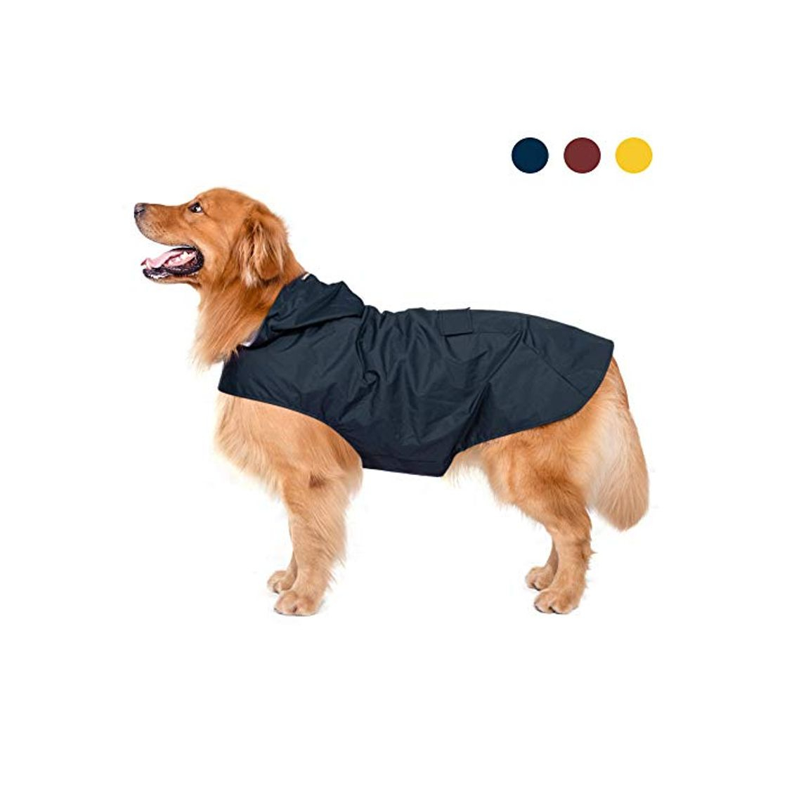 Products Zellar Impermeable para Perros con Capucha y Collar Agujero y Tiras reflectoras