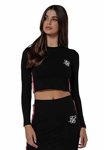 Sik Silk Camiseta Long Sleeve Crep tee Black Mujer Small Negro