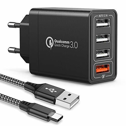 JOOMFEEN Quick Charge 3.0 Cargador USB de Pared con Cable USB Tipo