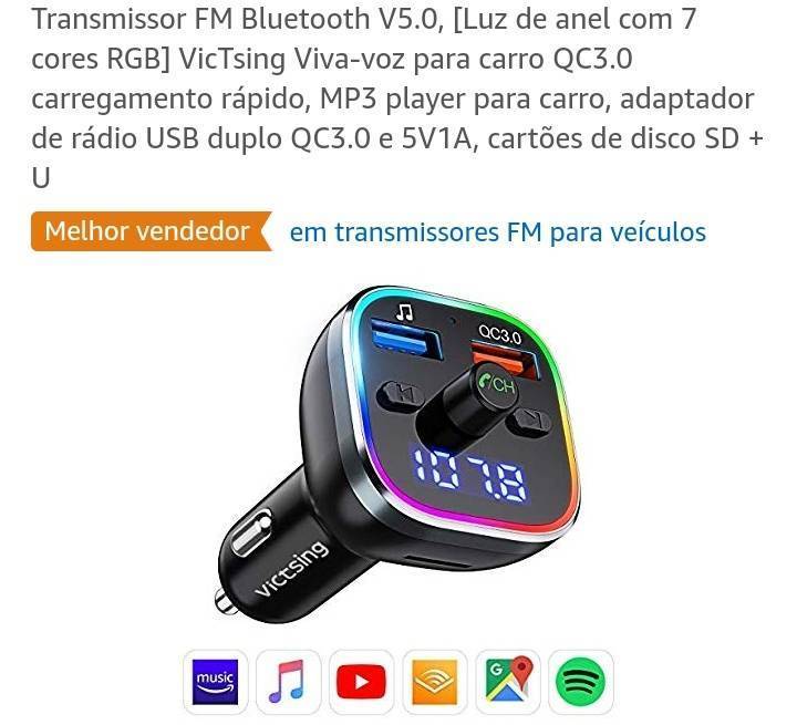 Fashion Transmissor FM Bluetooth