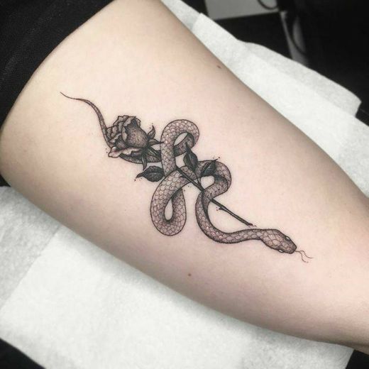 Tatto de cobra com rosa