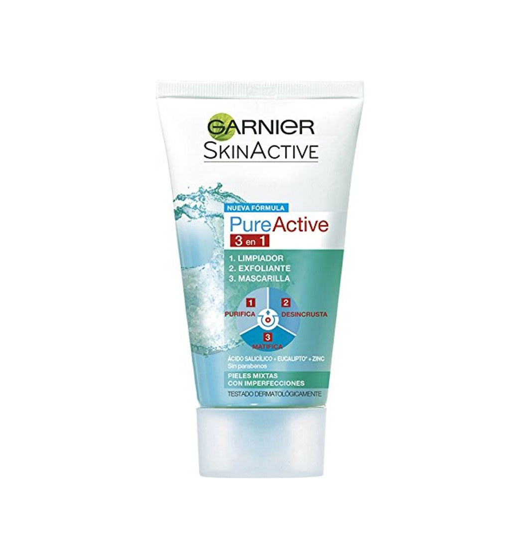 Belleza Garnier Skin Active - Pure Active 3 en 1 - Limpiador, exfoliante y mascarilla