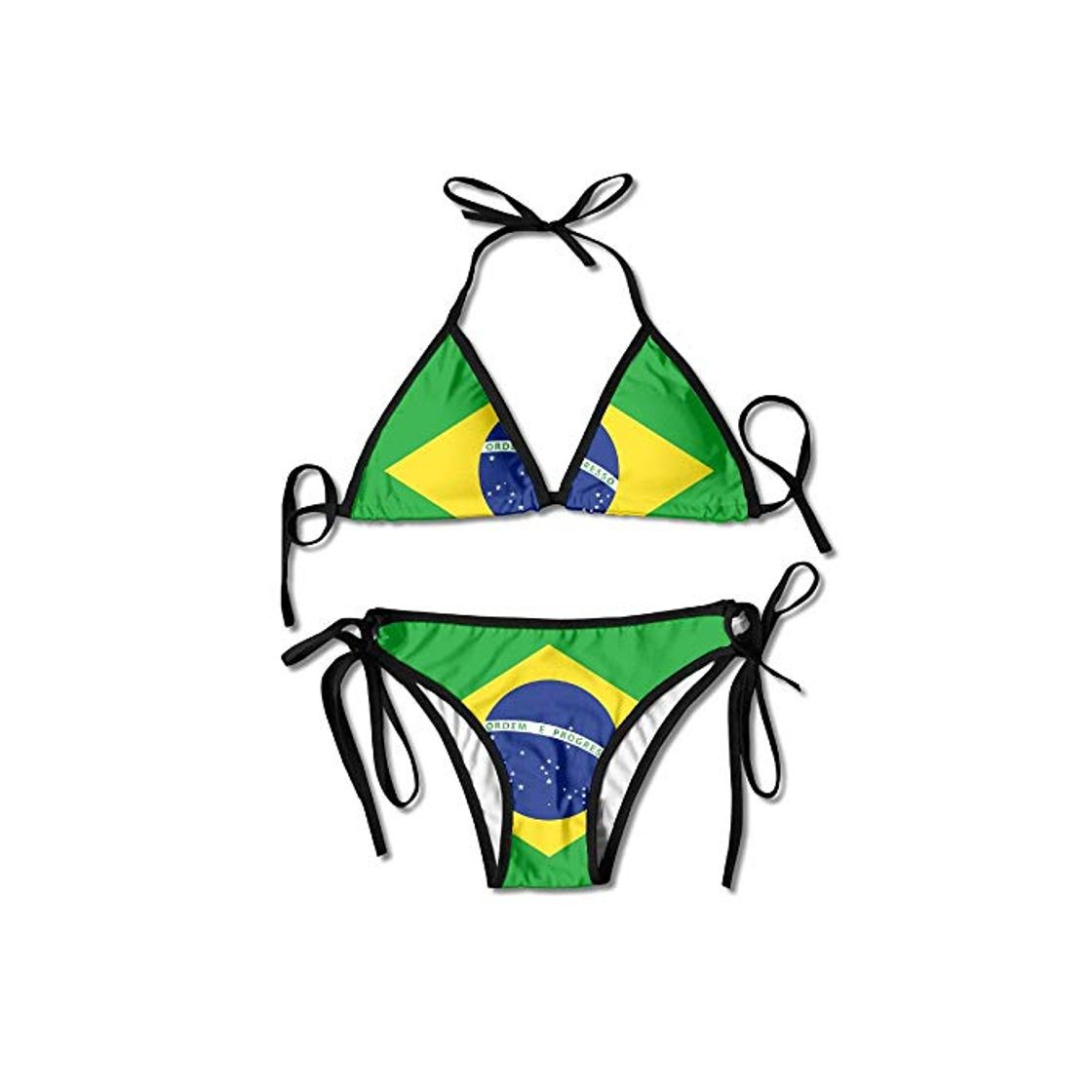 Product Conjunto de Bikini Sexy para Mujer de la Bandera de Brasil Traje de baño al Aire Libre Traje de baño Ajustable 2 Piezas