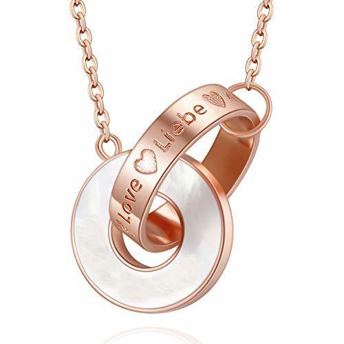 Fashion MEGA CREATIVE JEWELRY Colgante Anillos Entrelazados Amor para Mujer Oro Rosa con