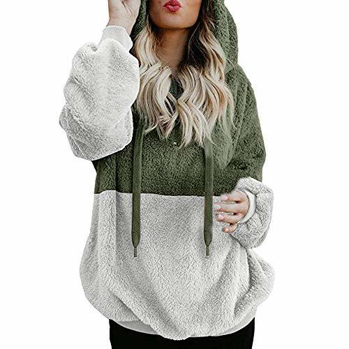 Social Sudaderas Capucha para Mujer, BBestseller Suéter de Doble Capa de Lana Polar
