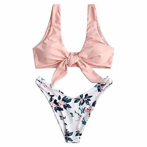 ZAFUL Bikini Set con Relleno Traje de Baño Dos Piezas con Nudo