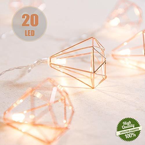 Home Cadena de Luces Boho Metal Geométrica, Morbuy Pilas Decorativas Guirnalda Luces 3m/