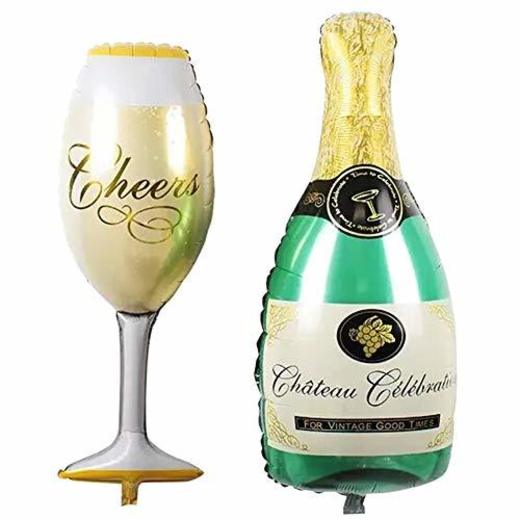 BonTime Botella de champán Super Forma Foil Globos Fiesta de cumpleaños Decoraciones