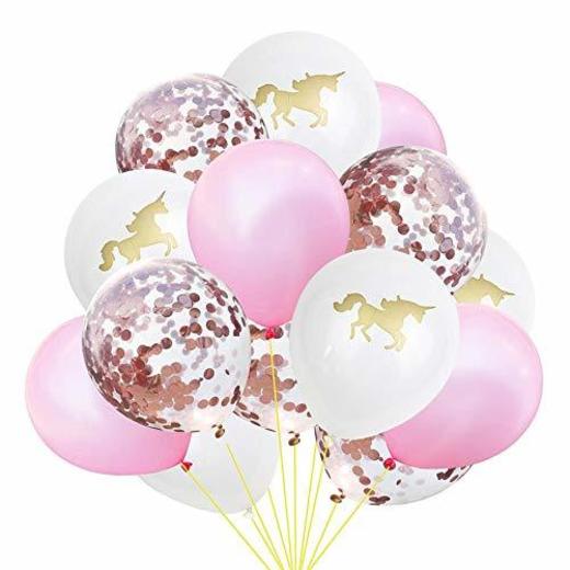 Wisilan - Juego de 15 globos de látex decorativos, diseño de unicornio