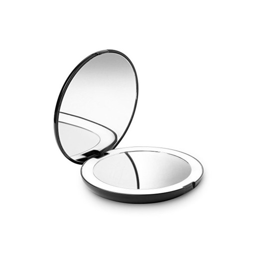 Fancii Espejo de Bolsillo Compacto Iluminado LED para Maquillaje - Aumento de