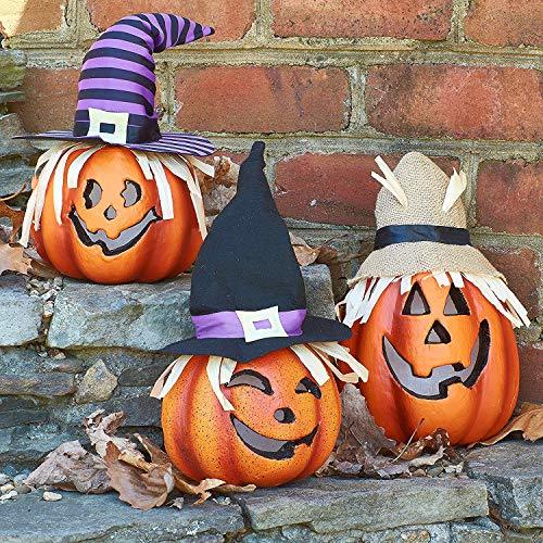 Producto Prextex Juego de Tres linternas Jack-o'-Lantern iluminadas de Feliz Halloween Calabaza de