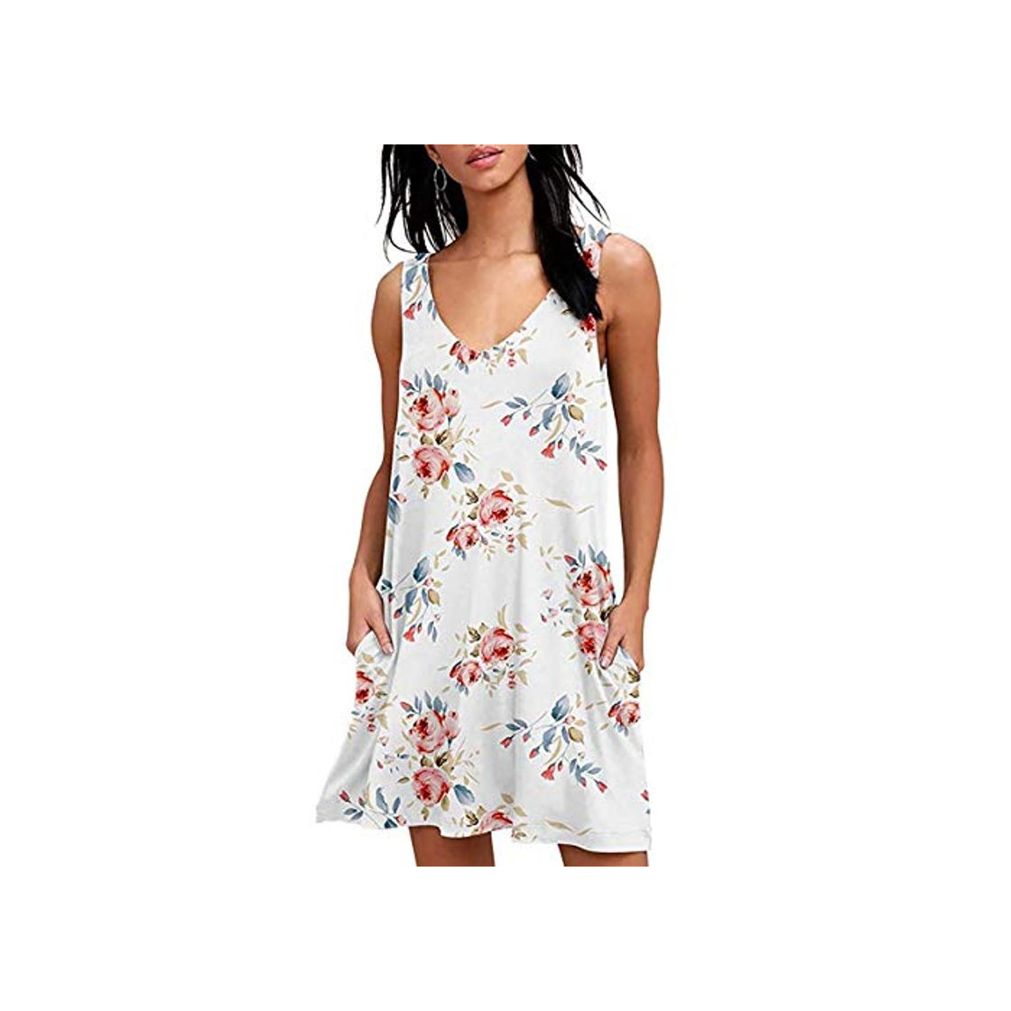 Products Women Short Floral Print Rose Dress For Summer V