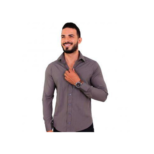 Producto Camisa Social Masculina Slim Manga Longa Cinza C19

