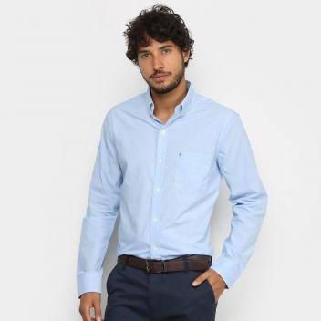 Camisa Social Manga Longa Izod Masculina Azul Claro 

