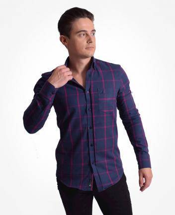 Producto Camisa Social Masculina Slim Xadrez Roxa

