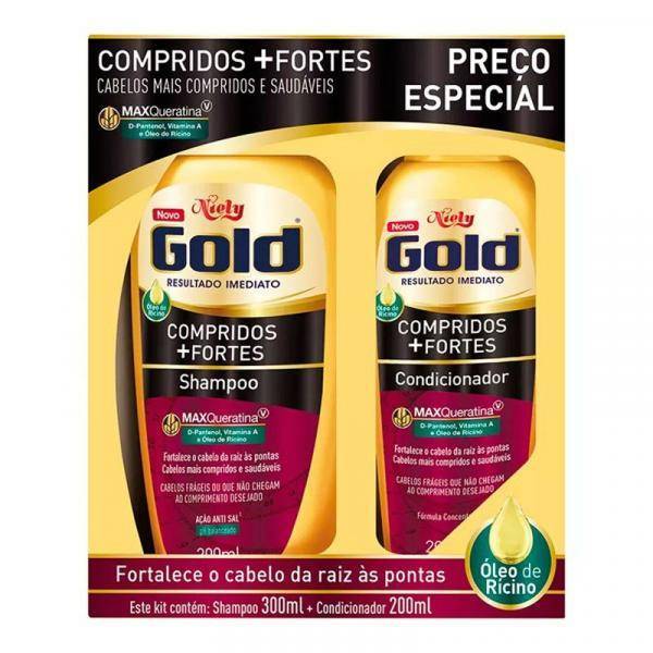 Fashion Kit Niely Gold Shampoo 300ml + Condicionador 200ml Compridos + ...