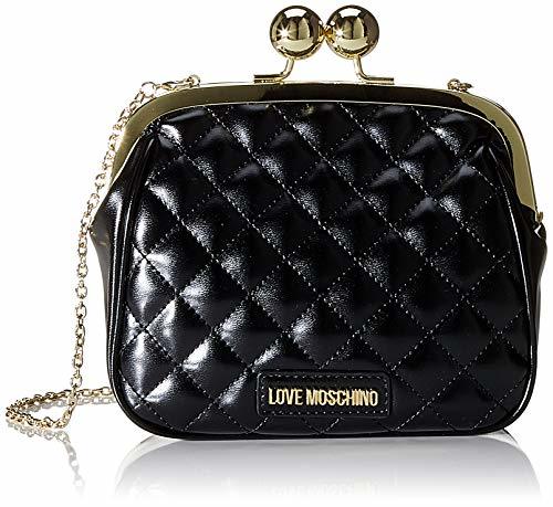 Place Love Moschino Borsa Quilted Nappa PU, Bolso Bandolera para Mujer, Negro