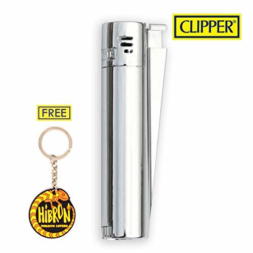 Productos HIBRON Clipper 1 Encendedor Mechero Jet Clásico Largo Metal Silver Plateado Brillante